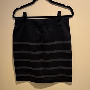 LOFT | Black and Gray Striped Pencil Skirt